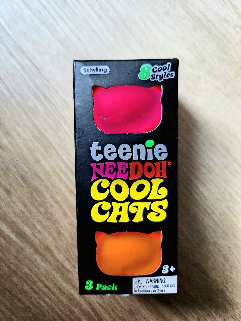 Schylling Teenie NeeDoh Cool Cats 3-Pack - Pink, Teal, Orange